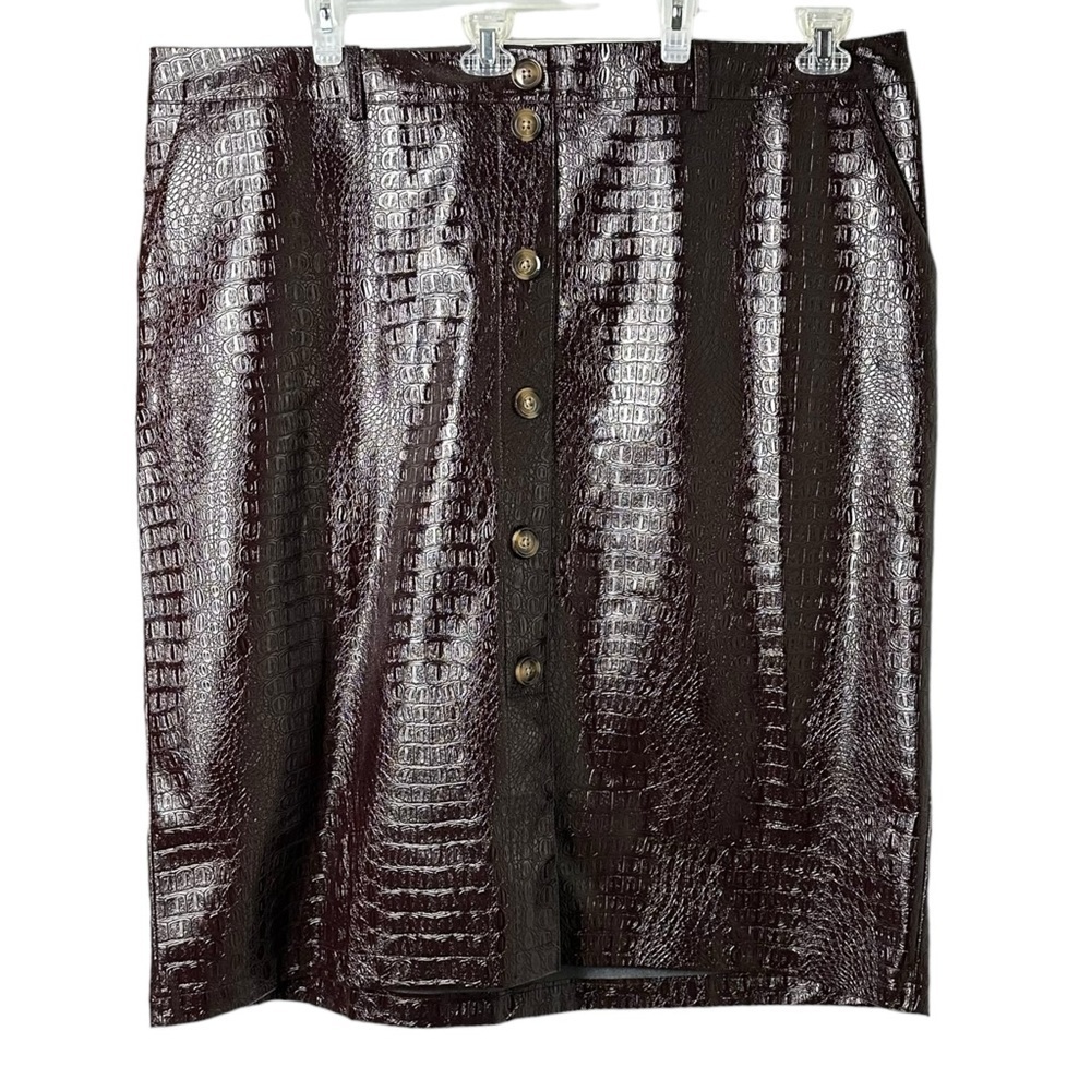Rachel Comey Target 20W/22W Faux Leather Textured Pencil Skirt Chicory Coffee - Picture 11 of 11